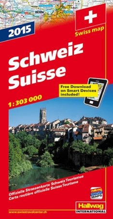 SZWAJCARIA Swiss map Schweiz mapa samochodowa 1:303 000 HALLWAG 2015 (1)