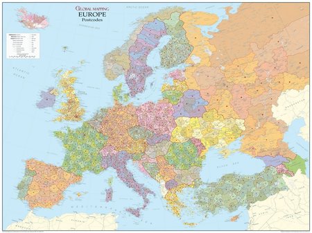 EUROPA mapa ścienna kody pocztowe 1:4 250 000 GLOBAL MAPPING (1)