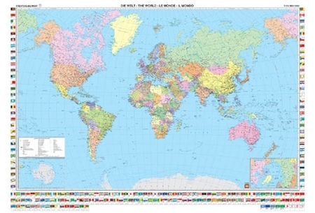 ŚWIAT mapa ścienna polityczna w metalowej ramie j.angielski 1:35 000 000 FREYTAG & BERNDT (1)