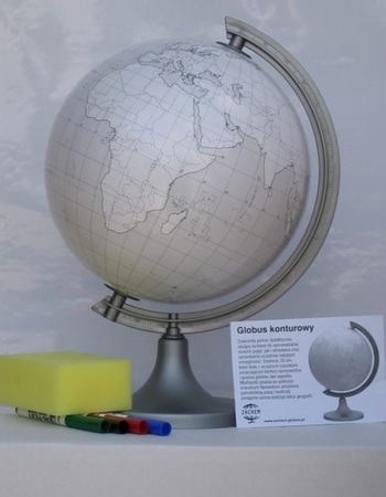 Globus 250mm konturowy z objaśnieniem GŁOWALA 1321 (1)
