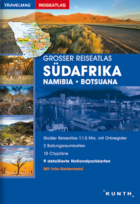 AFRYKA POŁUDNIOWA NAMIBIA BOTSWANA atlas samochodowy 1:1 500 000 KUNTH 2016/2017 (1)