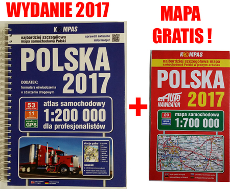 POLSKA ATLAS SAMOCHODOWY 2017 + MAPA SAMOCHODOWA GRATIS !! PWN (1)