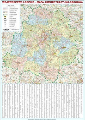 WOJEWÓDZTWO ŁÓDZKIE MAGNETYCZNA mapa ścienna administracyjno drogowa 1:200 000 EKOGRAF (1)