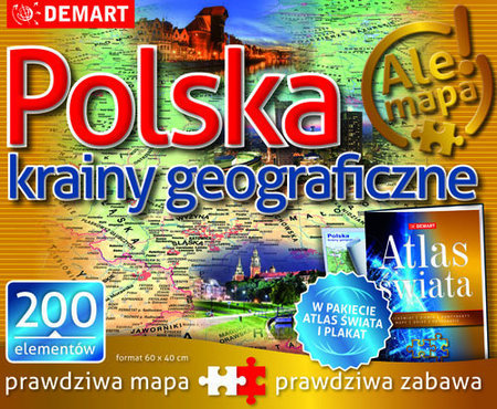 POLSKA KRAINY GEOGRAFICZNE PUZZLE PLUS ATLAS GEOGRAFICZNY DEMART (1)