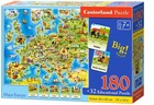 MAPA EUROPY PUZZLE 180 + 32 ELEMENTY CASTORLAND (1)