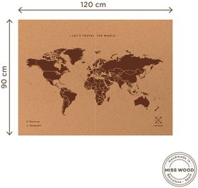 MAPA KORKOWA ŚWIAT Miss Wood Woody Map XXL 120 x 90 cm