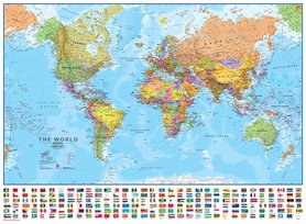 ŚWIAT polityczna mapa ścienna laminowana 136 x 100 cm 1:30 000 000 Maps International 2022