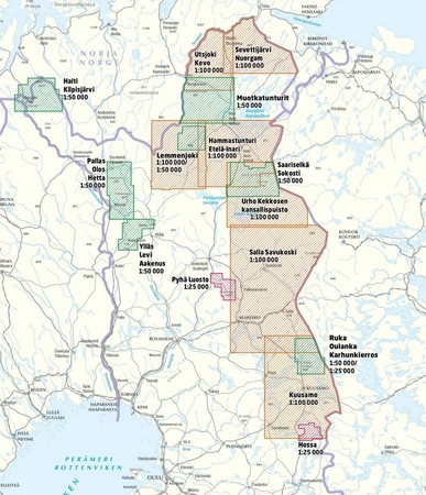 Ropi Kalkkoaivi Raittijärvi mapa turystyczna 1:50 000 KARTTAKESKUS (3)