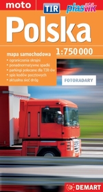 POLSKA TIR mapa laminowana 1:750 000 DEMART 2021