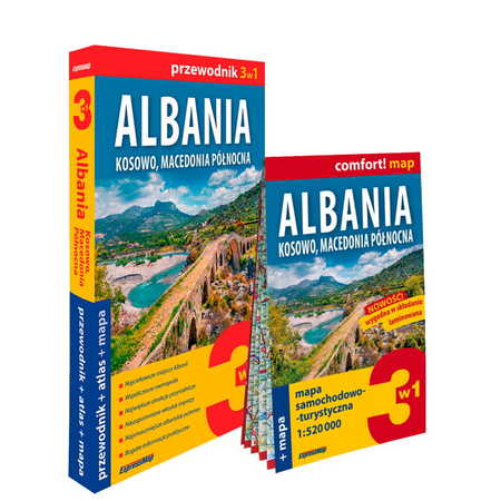 ALBANIA KOSOWO MACEDONIA PÓŁNOCNA 3w1 przewodnik + atlas + mapa EXPRESSMAP 2022 (1)