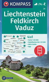LIECHTENSTEIN Feldkirch Vaduz + Aktiv Guide mapa KOMPASS 2022