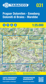 031 DOLOMITI DI BRAIES - PRAGSER DOLOMITEN - MAREBBE - ENNEBERG mapa turystyczna wodoodporna 1:25 000 TABACCO 2023