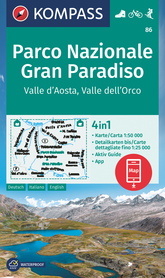 PARK NARODOWY GRAN PARADISO DOLINA AOSTY wodoodporna mapa turystyczna 1:50 000 KOMPASS 2023