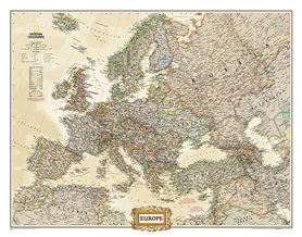 EUROPA mapa polityczna w stylu antycznym NATIONAL GEOGRAPHIC