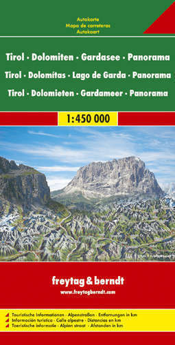 TYROL DOLOMITY JEZIORO GARDA mapa panoramiczna 1:450 000 - PANORAMA Freytag & Berndt (1)