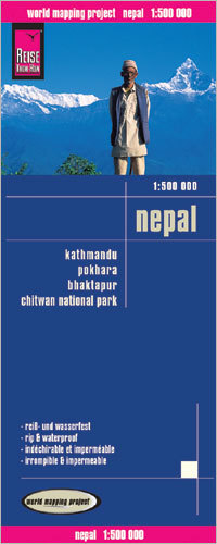 NEPAL + KATMANDU POKHARA BHAKTAPUR mapa 1:500 000 REISE KNOW HOW (1)