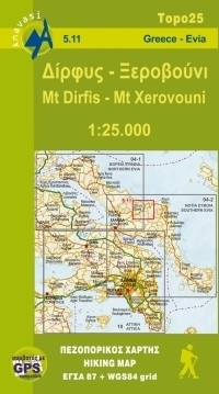 MT DIRFIS - MT XEROVOUNI mapa turystyczna 1:25 000 ANAVASI GRECJA