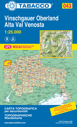 043 ALTA VAL VENOSTA - VINSCHGAUER OBERLAND mapa turystyczna 1:25 000 TABACCO