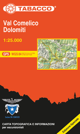 Val Comelico Dolomites Map mapa turystyczna 1:25 000 TABACCO