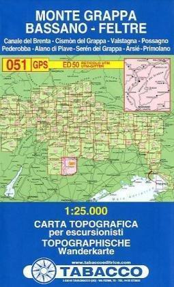 051 MONTE GRAPPA - BASSANO - FELTRE mapa turystyczna 1:25 000 TABACCO (1)