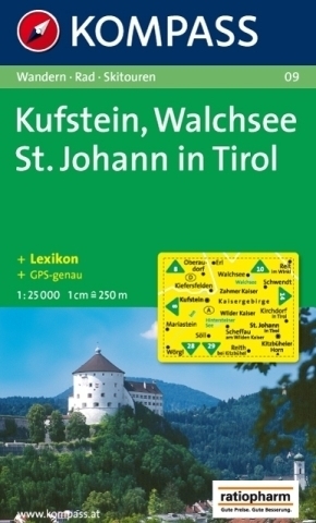 KUFSTEIN - WALCHSEE ST. JOHANN IN TIROL wodoodporna mapa turystyczna 1:25 000 KOMPASS (1)