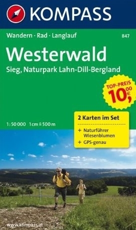 WESTERWALD, SIEG wodoodporna mapa turystyczna 1:50 000 KOMPASS