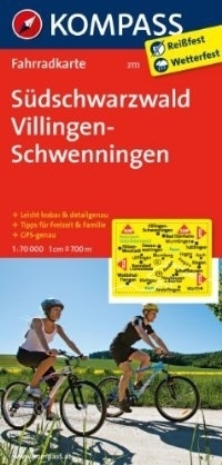 SUDSCHWARZWALD - VILLINGEN-SCHWENNINGEN wodoodporna mapa turystyczna 1:70 000 KOMPASS (1)
