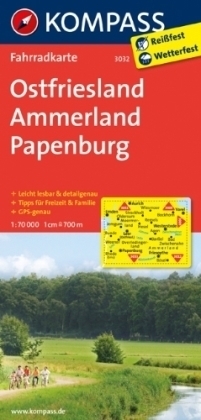 FRYZJA WSCHODNIA - AMMERLAND - PAPENBURG wodoodporna mapa turystyczna 1:70 000 KOMPASS (1)