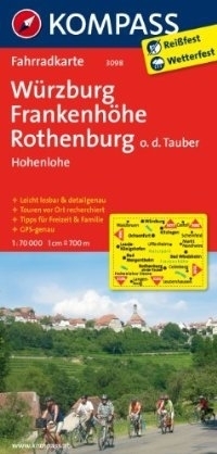 WURZBURG - FRANKENHOHE wodoodporna mapa turystyczna 1:70 000 KOMPASS (1)