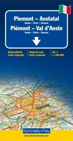 DOLINA AOSTY - PIEMONT - TURYN  mapa samochodowa 1:200 000 Kummerly + Frey (1)