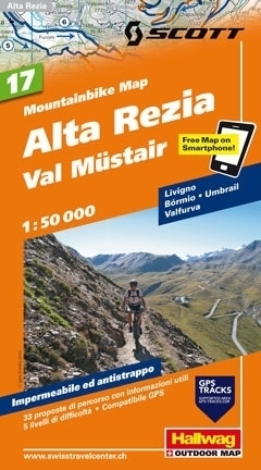 ALTA REZIA - VAL MUSTAIR wodoodporna mapa rowerowa 1:50 000 Hallwag (1)