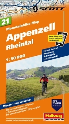 APPENZELL - RHEINTAL wodoodporna mapa rowerowa 1:50 000 Hallwag (1)