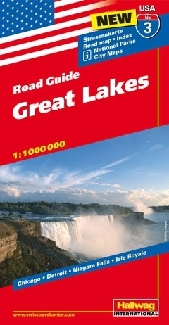 USA WIELKIE JEZIORA ROAD GUIDE 03 USA Great Lakes mapa samochodowa 1:1 000 000  HALLWAG (1)